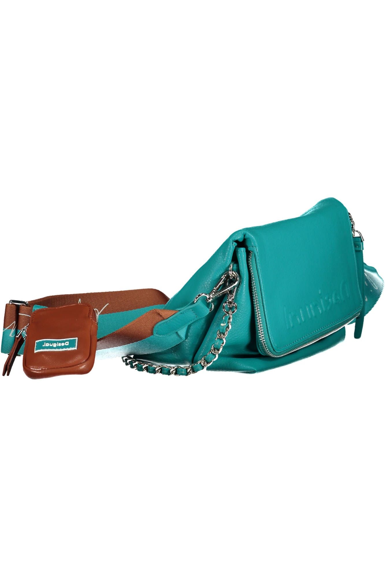 Light Blue Polyurethane Women Handbag