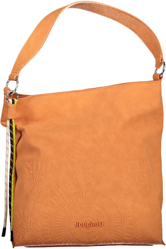 Orange Polyurethane Women Handbag