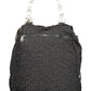 Black Polyester Women Convertible Handbag