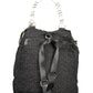 Black Polyester Women Convertible Handbag