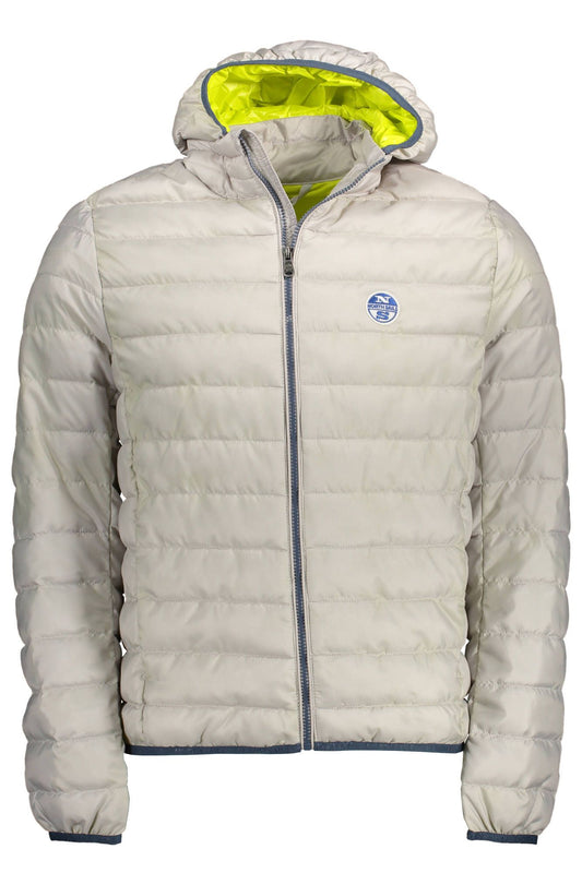 Gray Polyester Men Jacket