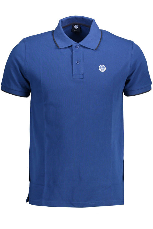Blue Cotton Men Polo