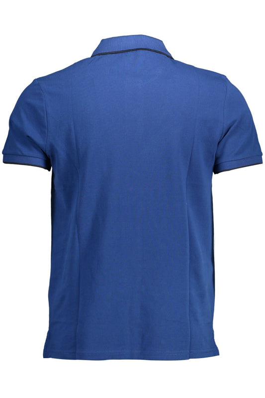 Blue Cotton Men Polo
