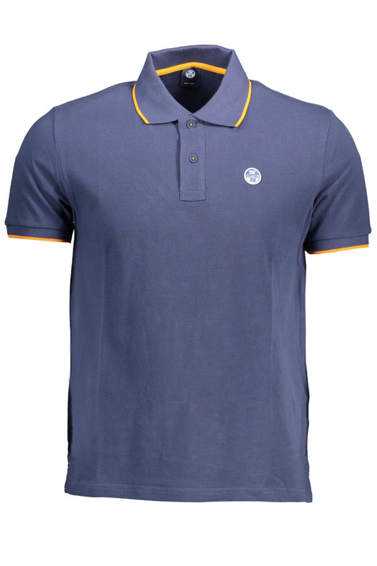 Blue Cotton Men Polo
