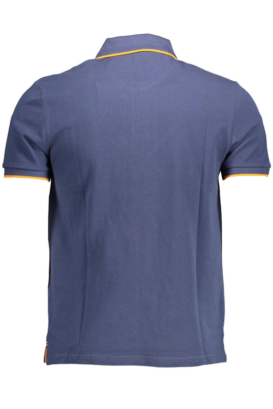 Blue Cotton Men Polo