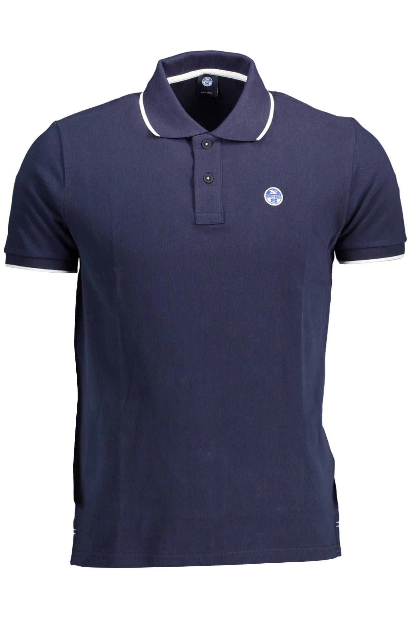 Blue Cotton Men Polo Shirt