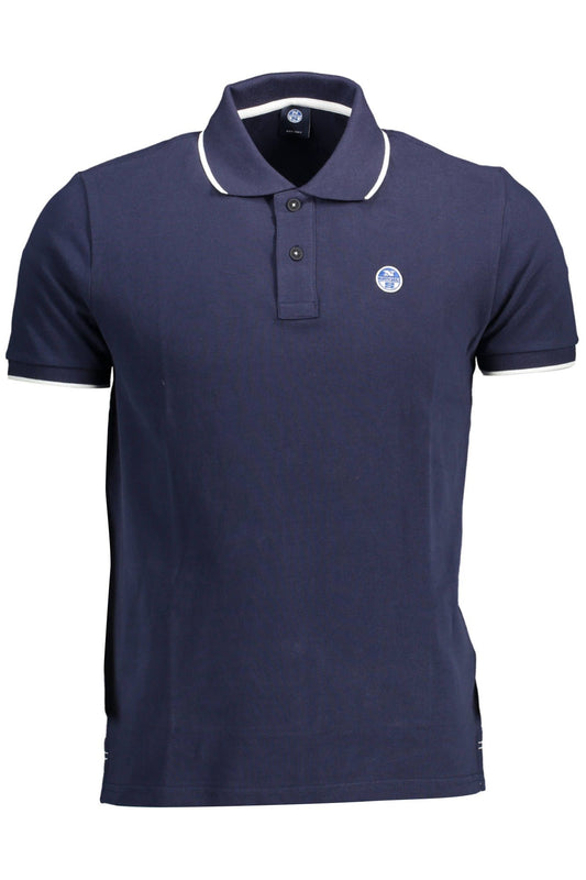 Blue Cotton Men Polo Shirt