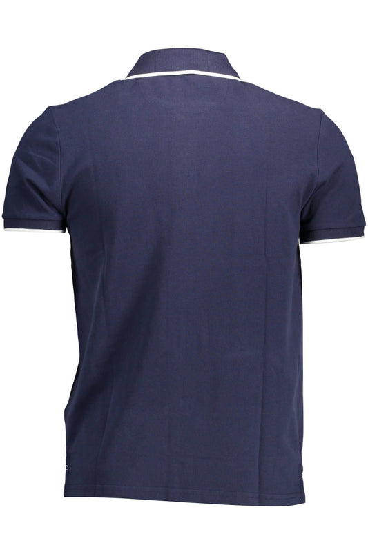 Blue Cotton Men Polo Shirt