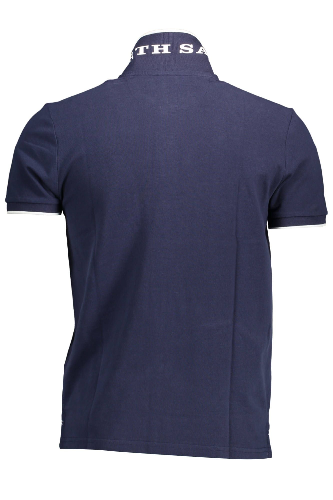 Blue Cotton Men Polo Shirt