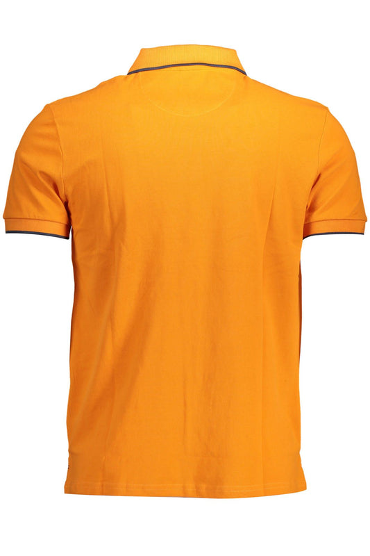 Orange Cotton Men Polo Shirt