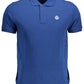 Blue Cotton Men Polo Shirt
