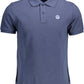 Blue Cotton Men Polo