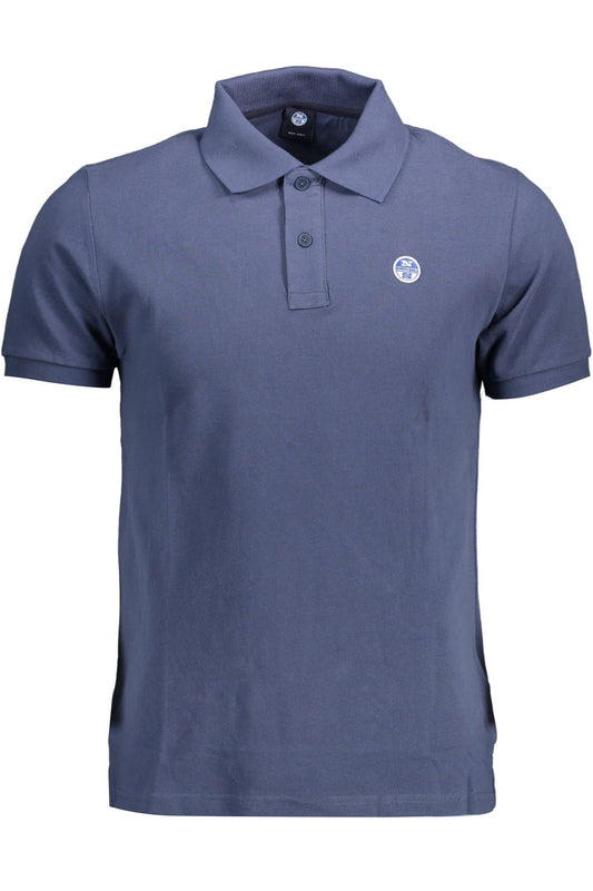 Blue Cotton Men Polo