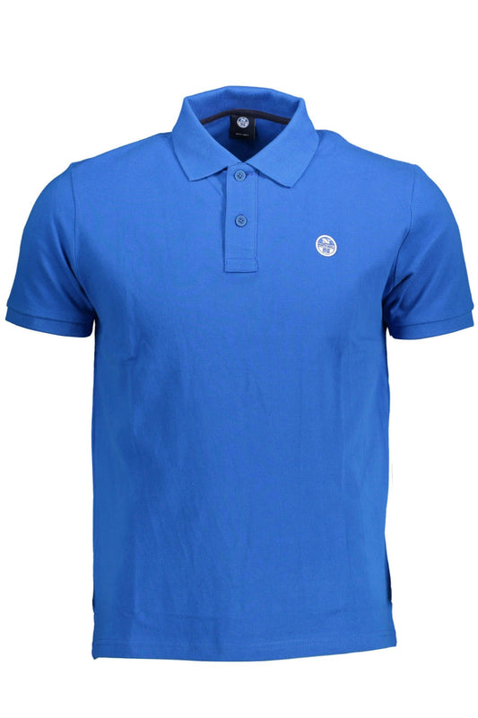Blue Cotton Men Polo Shirt