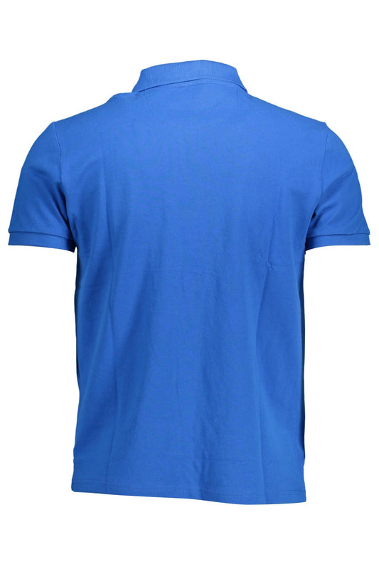 Blue Cotton Men Polo Shirt