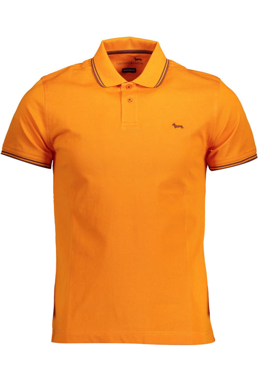 Orange Cotton Men Polo Shirt