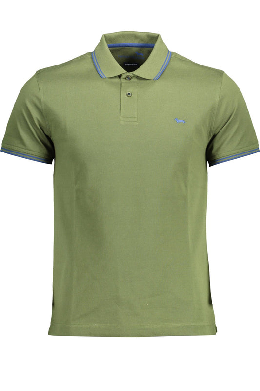 Green Cotton Men Polo Shirt