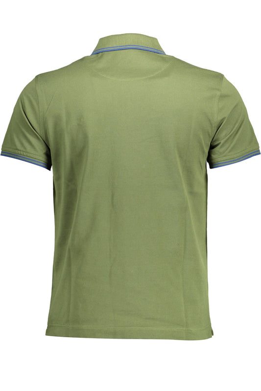 Green Cotton Men Polo Shirt