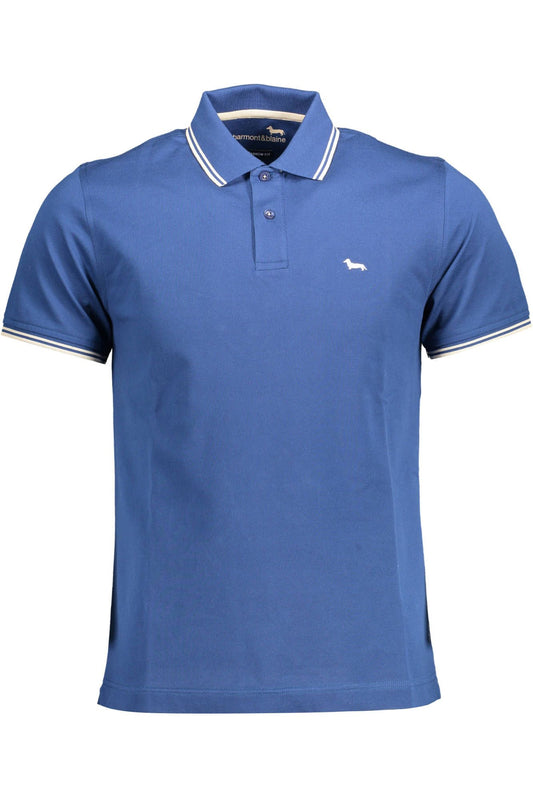Blue Cotton Men Polo Shirt