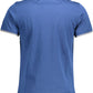 Blue Cotton Men Polo Shirt