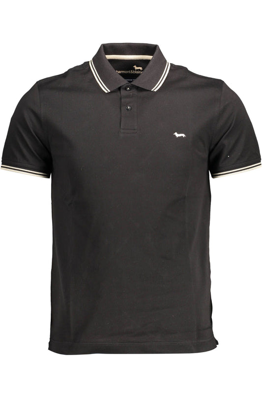 Black Cotton Men Polo Shirt