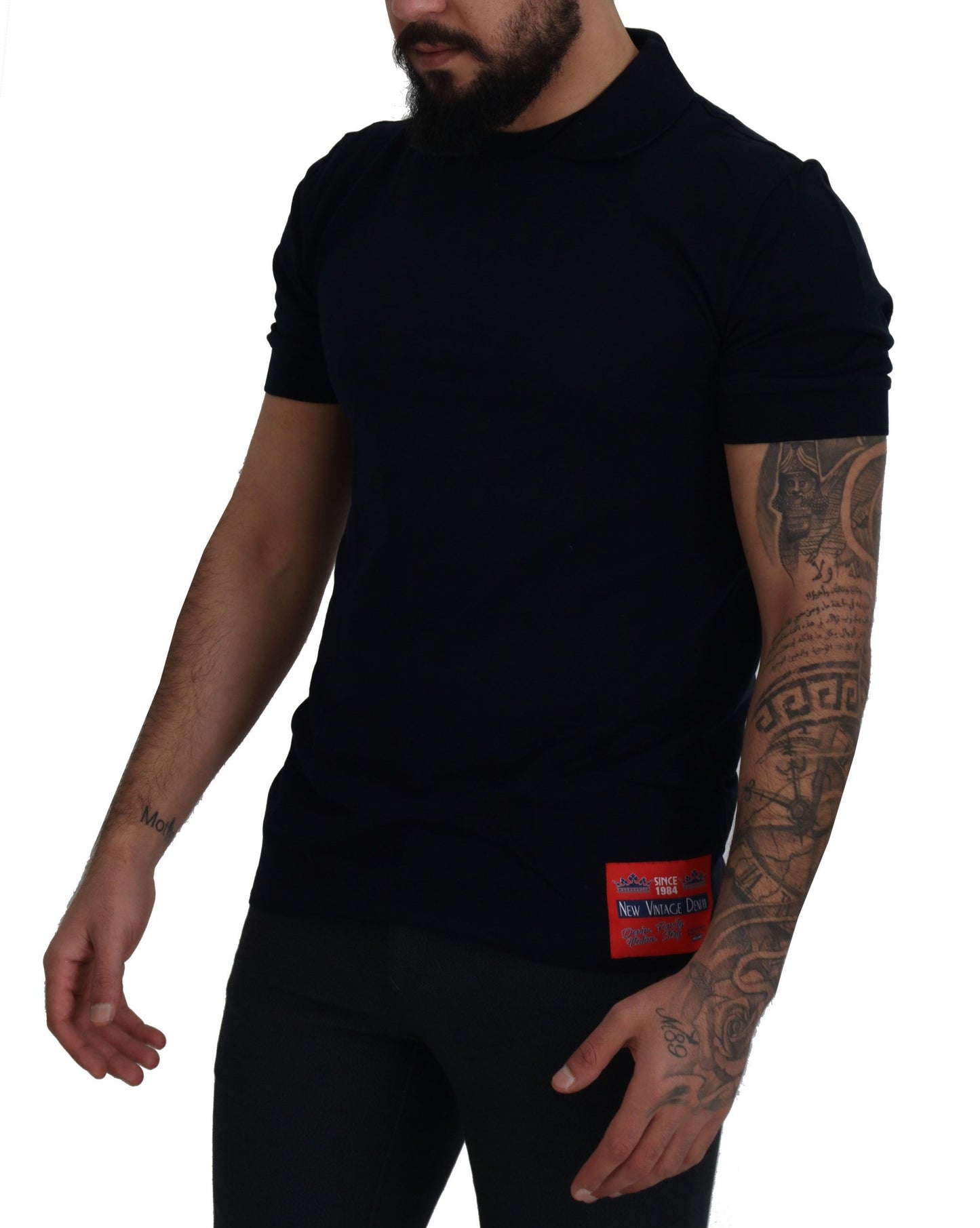 Elegant Blue Crewneck Cotton T-Shirt