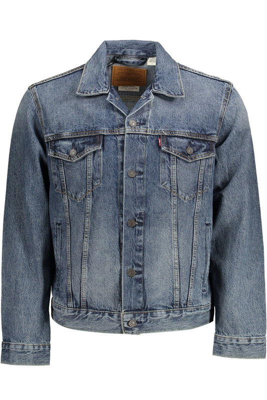 Blue Cotton Men Jacket