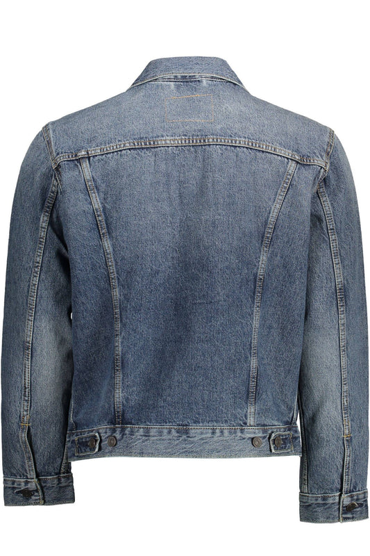 Blue Cotton Men Jacket