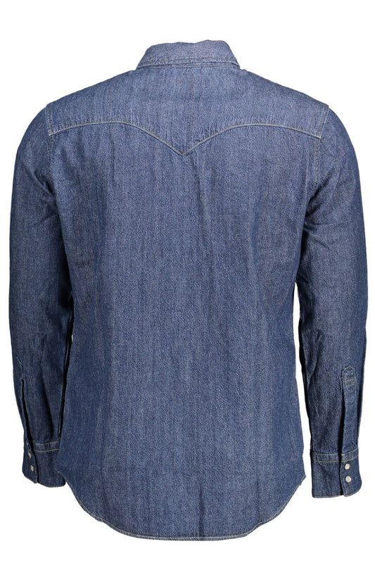 Blue Cotton Men Shirt