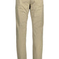 Beige Cotton Men Slim Pant