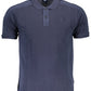 Blue Cotton Men Polo Shirt
