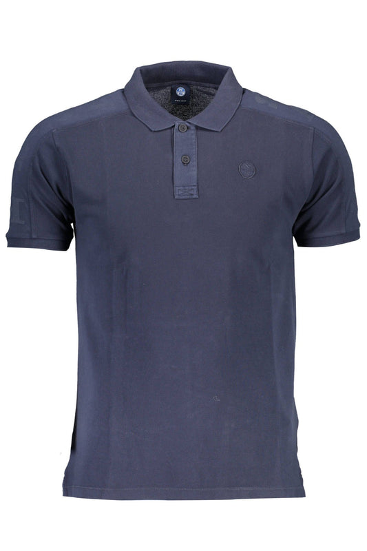 Blue Cotton Men Polo Shirt