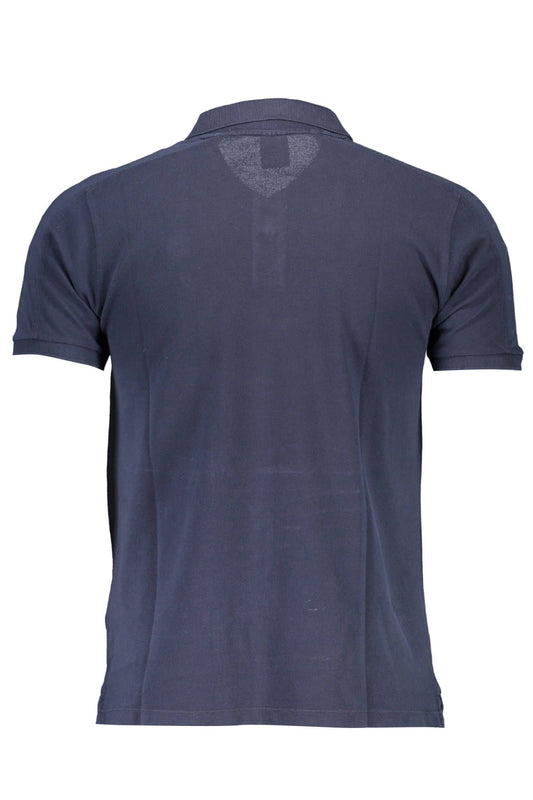 Blue Cotton Men Polo Shirt