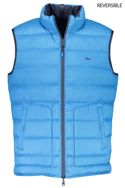 Blue Polyester Men Sleeveless Jacket