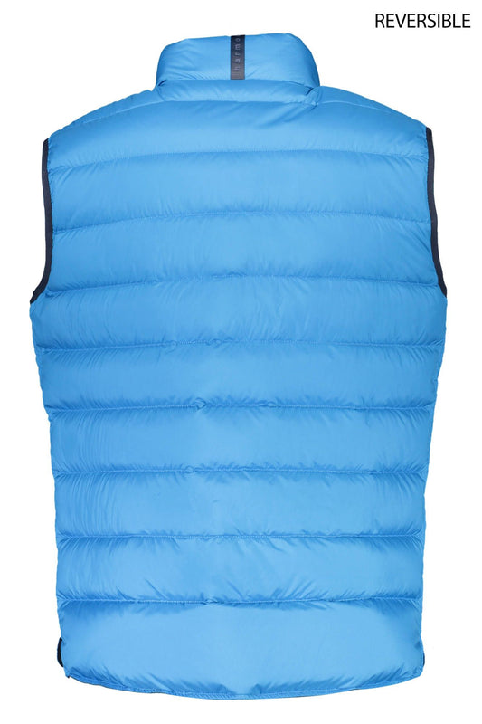 Blue Polyester Men Sleeveless Jacket