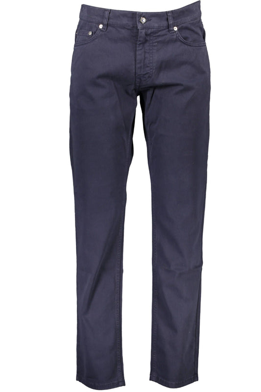 Blue Cotton Men Trouser