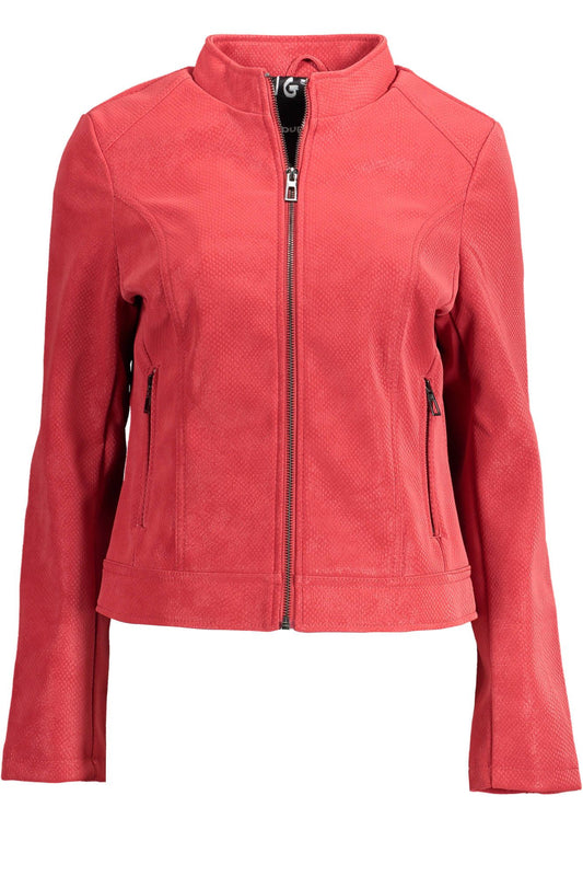 Red Polyurethane Women Jacket