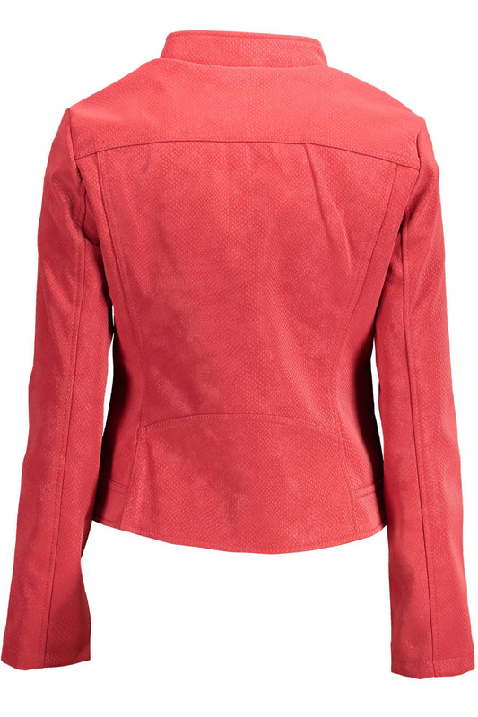 Red Polyurethane Women Jacket