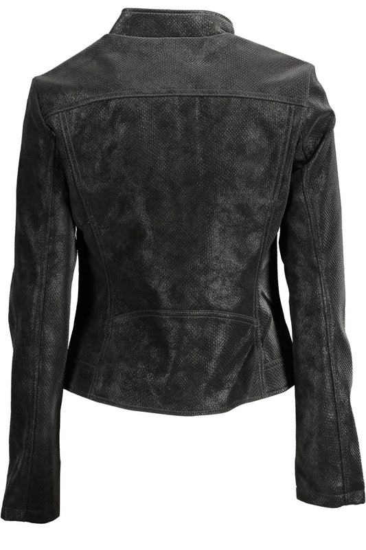 Black Polyurethane Women Jacket