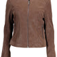 Brown Polyurethane Women Jacket