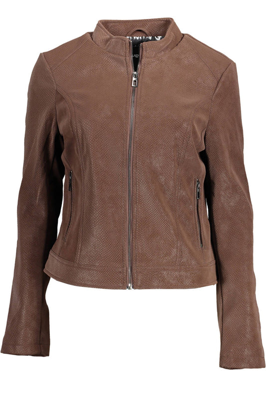 Brown Polyurethane Women Jacket