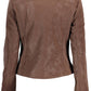 Brown Polyurethane Women Jacket