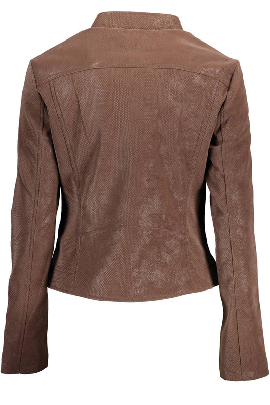 Brown Polyurethane Women Jacket