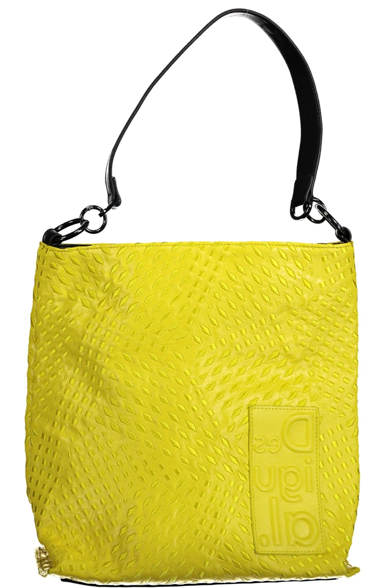 Yellow Polyurethane Women Handbag