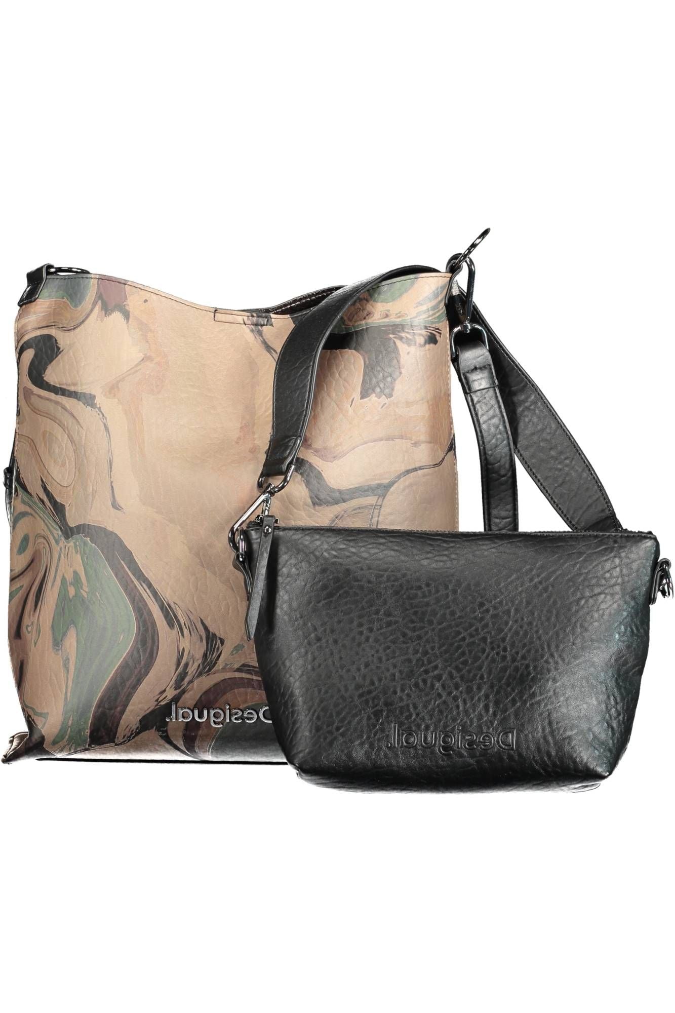 Brown Polyurethane Women Handbag