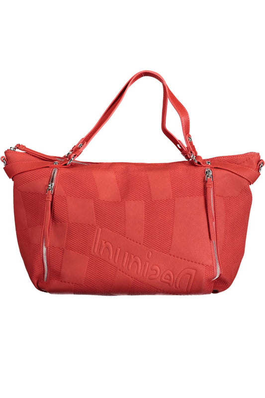 Red Polyurethane Women Handbag