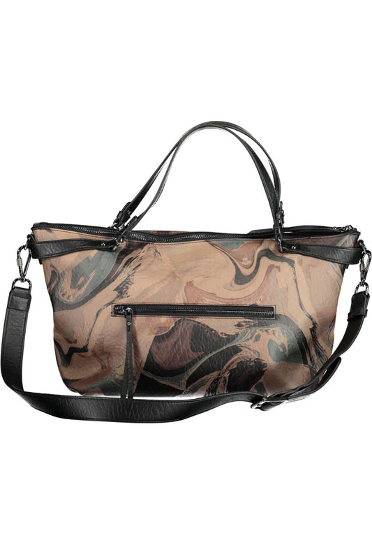 Brown Polyurethane Women Handbag