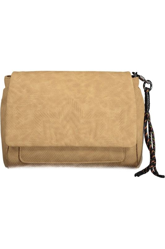 Beige Polyurethane Women Handbag
