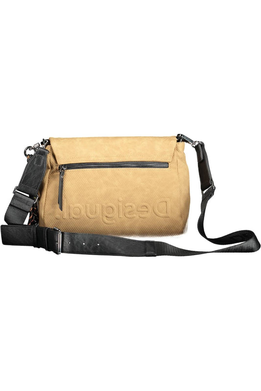 Beige Polyurethane Women Handbag