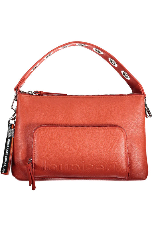 Red Polyurethane Women Handbag